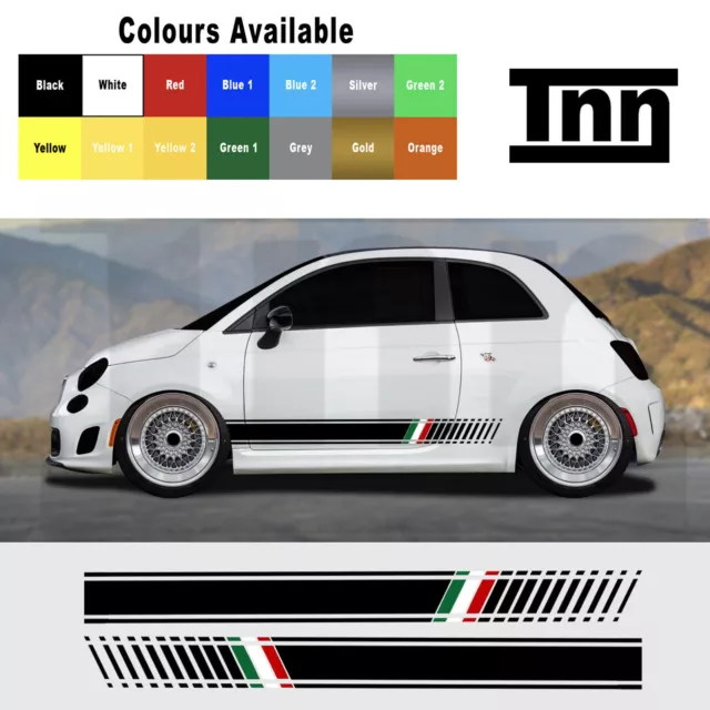 Side Stripes Graphic Decal Sticker Italian Flag For Abarth Fiat 500 595 Punto  A