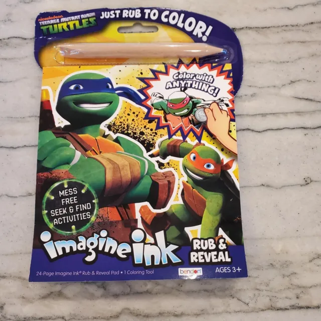 NEW Teenage Mutant Ninja Turtles Imagine Ink Rub & Reveal Pictures Activity Book