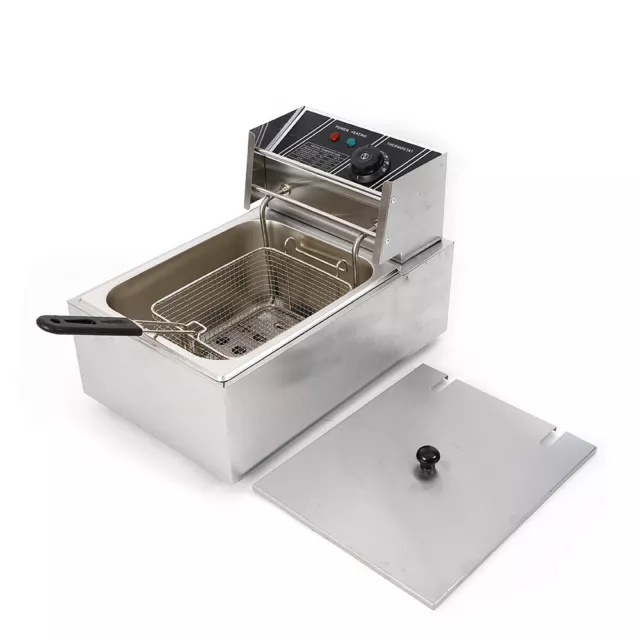 6L Stainless Steel Commercial Electric Deep Fryer Large Capacity With Basket