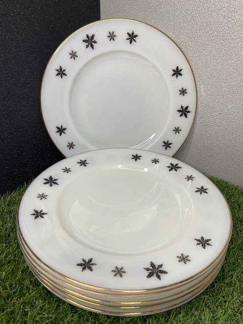 Jaj Pyrex Gaiety Design Fiocco Di Neve Nero Piatti Da Cena 10"" X6