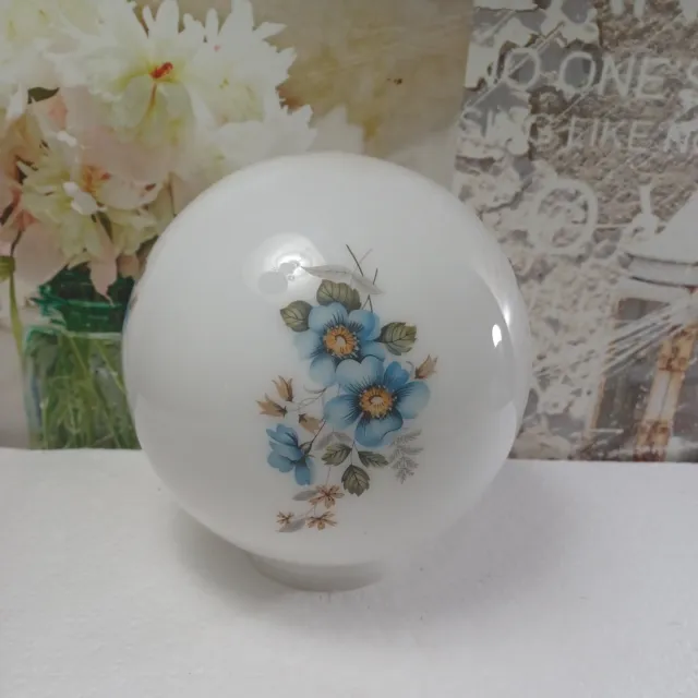 VTG replacement Quoizel Globe Ball Lighting Fixture Shade Blue Brown Floral 3"op