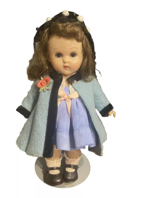 1950s Vogue Ginny Doll Straight Leg Walker Brunette Tagged Dress  And Coat