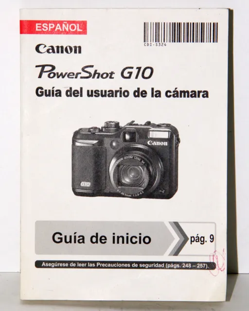 Canon Powershot G9 Digital Camera Instruction Manual Guide Book Spanish