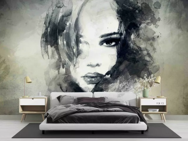 3D Hand Drawn Grey Girl Wall Murals Wallpaper Murals Wall Sticker Wall 184