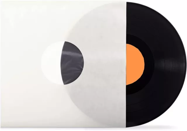 100 St. reinweiße LP Schallplatten Innenhüllen, gefüttert, 90 gr.