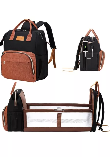 Multifunction Baby Diaper Bag with Changing Station is a Travel backpack (BLACK)