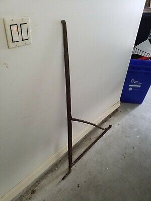 Large Antique Primitive Hand Forged Wrought Iron Kettle Hanger Fireplace Crane