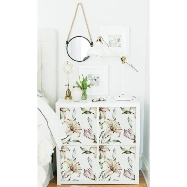 Decals for Kallax / Expedit IKEA White Lily Pattern Floral Peel&Stick Furniture