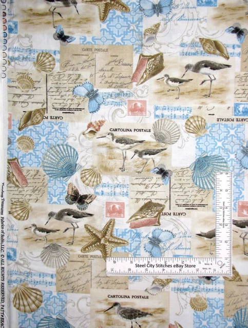 Nautical Fabric Seashell Ocean Breeze Sea Cotton Timeless Treasures C8391  26"
