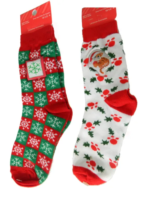 2 Pair Christmas Socks Novelty decorated for Children Shoe size 10 1/2 -4 982/90