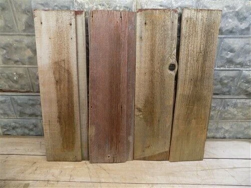 4 Barn Wood Hardwood Pine Planks, Wall Siding Panels, Weathered Rustic Lumber p,