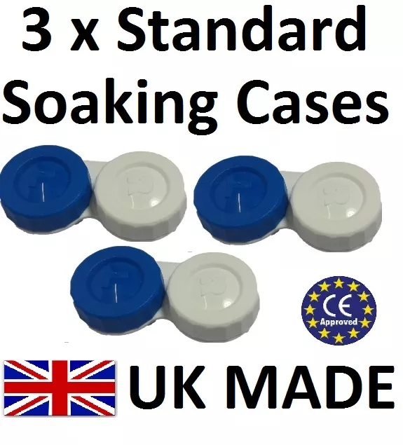 3 X Contact Lens Storage Soaking Cases - L+R Marked - Made In UK - High Quality