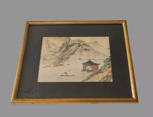 Antique Chinese Watercolor Painting on Woven Silk Paper - Early 20th C,