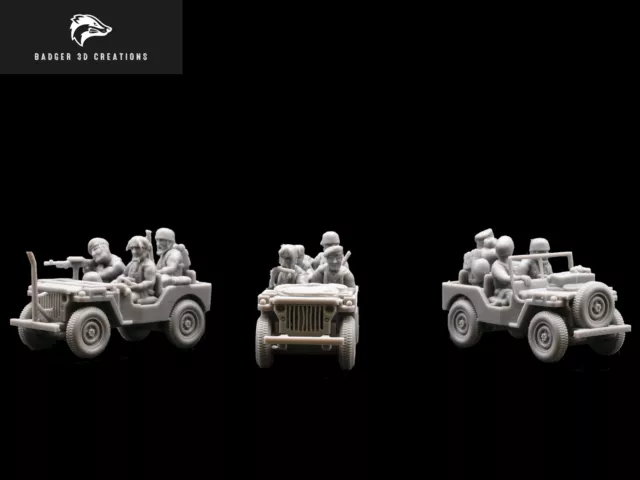 WWII British 3 x Jeeps - Bolt Action / Chain of Command