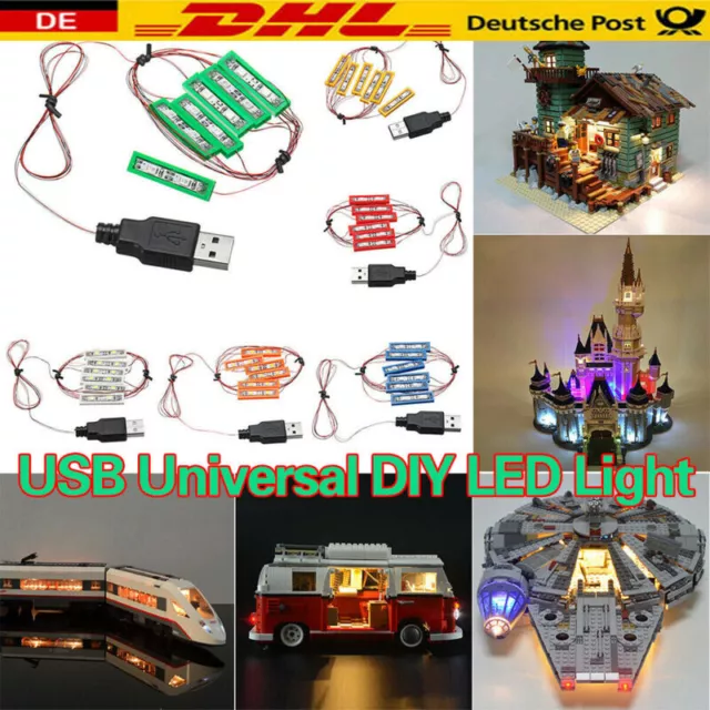 Für Lego MOC Spielzeug USB Port Lighting Universal DIY LED Licht Beleuchtung Kit