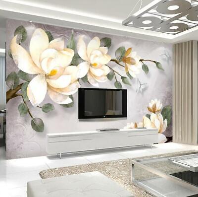 Effetto 3D Fiore Bianco Muro Carta Da Parati Floreale Rose Giardino MATT moderno Arthouse 
