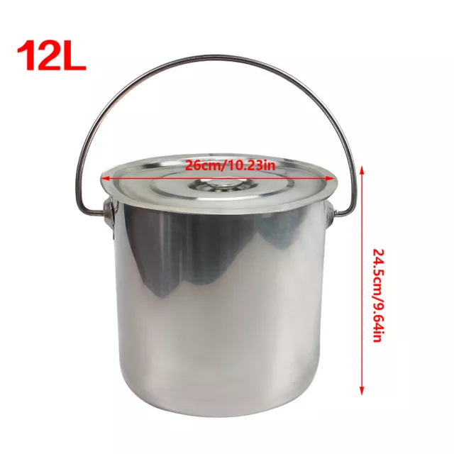 Secchio in acciaio inox 12 L secchio giardino secchio industriale giardino con coperchio DE