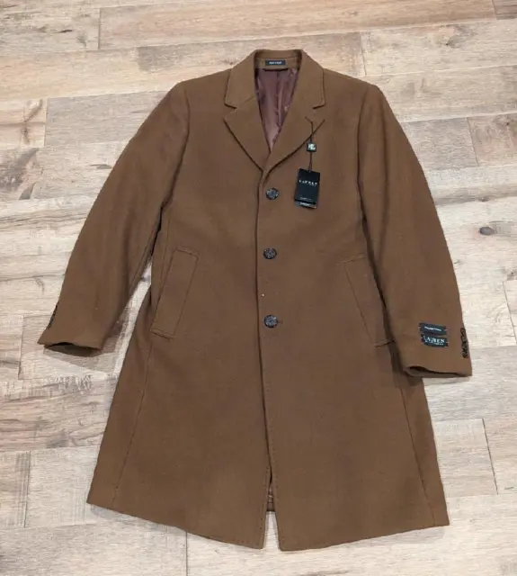 $495 Mens Ralph Lauren Classic Wool Blend Long Topcoat Vicuna Brown 38 R