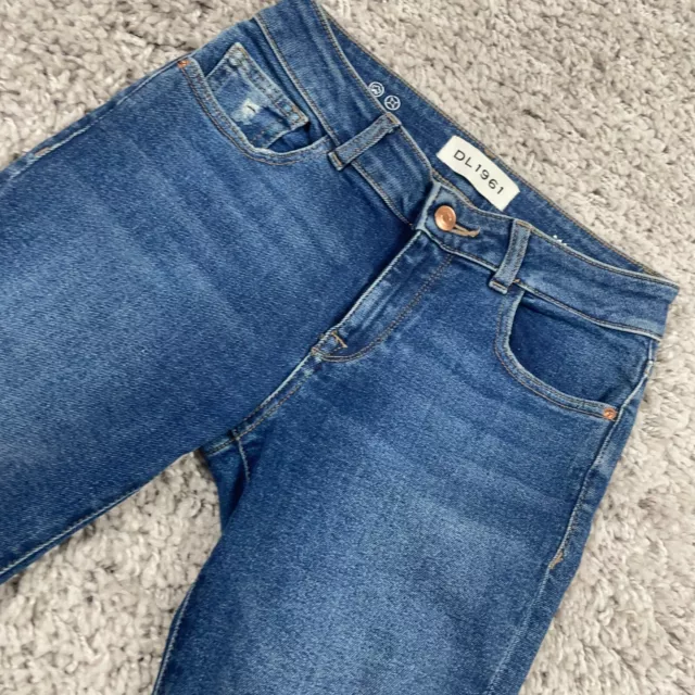 DL1961 Margaux Jeans Size 24 (26x28) Mid Rise Instasculpt Ankle Skinny Cracked