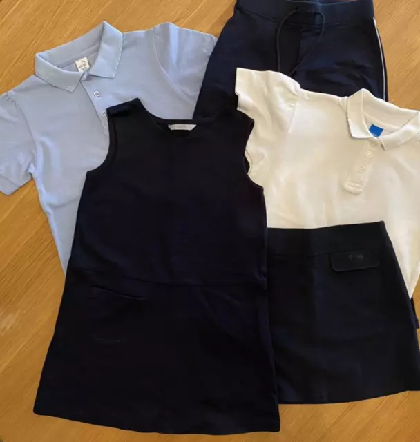Girls School Uniform Bundle M&S Jersey Pinafore Dress Skirt Joggers Navy 6 Years