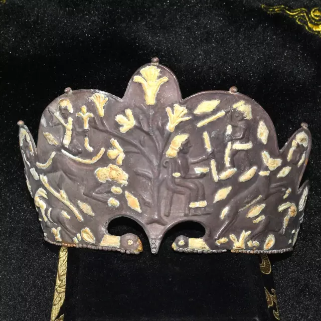 Ancient Near Eastern Silver Tiara Crown with Gold Gilding Circa 224 - 652 AD