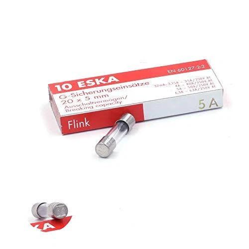 10x Fusible rapide (F) en verre 5A / 250VAC 5x20mm