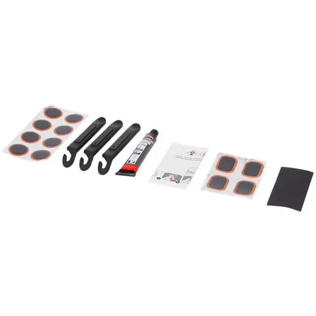 Kit réparation chambre à air vélo (rustines, colle, démontes