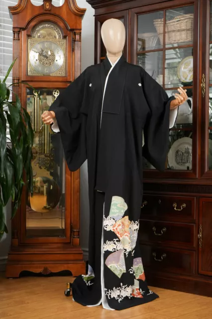 Dear Vanilla Japanese Silk Tomesode Kimono Women's Authentic Japan Vintage Mint