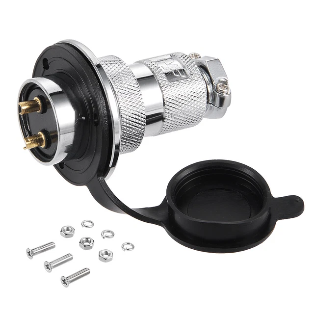 Aviazione Connettore 25mm 2P 25A 250V DF25-2 Impermeabile Maschio Argento Tono