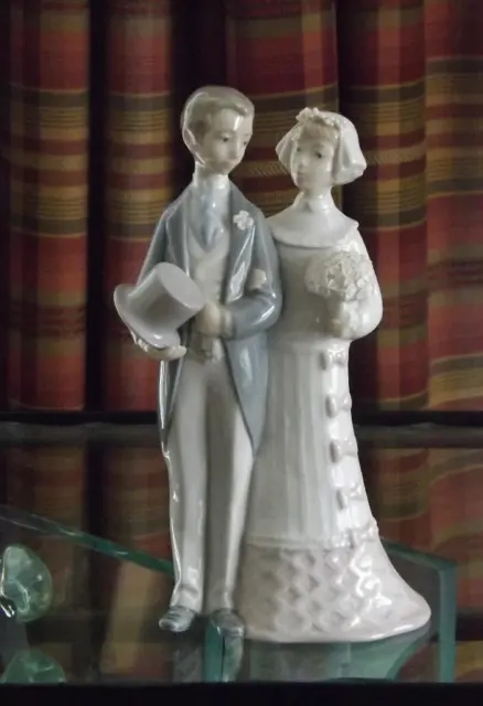 Lladro Mariée & Marié Mariage Figurine Topper Gâteau 19.1cm Grand 4808 Mint Cond