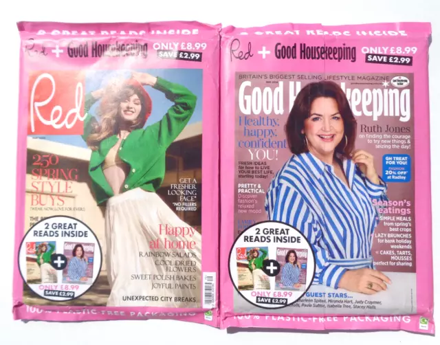 RED / GOOD HOUSEKEEPING MAGAZINE 2 x MAG PACK MAY 2024 ~ NEW ~