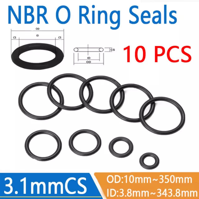 3.1mm Cross Section O-Rings Nitrile (NBR) Rubber Metric Oring Seals 10-350mm OD