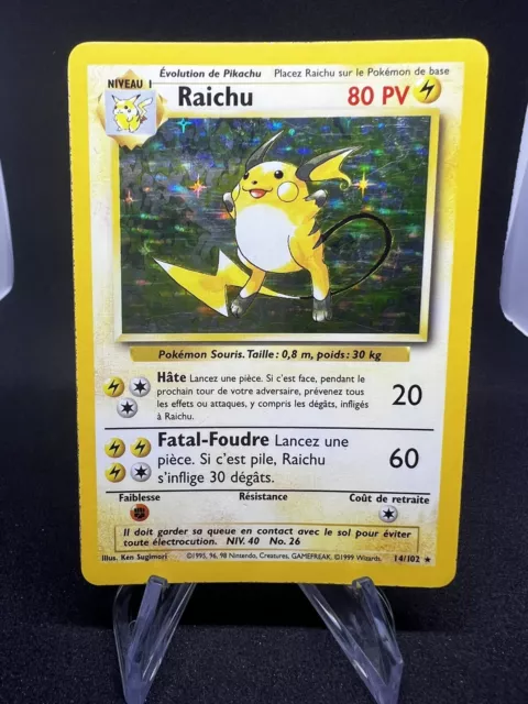 Raichu Unlimited Base Set 14/102 Holo Rare French Pokemon Card