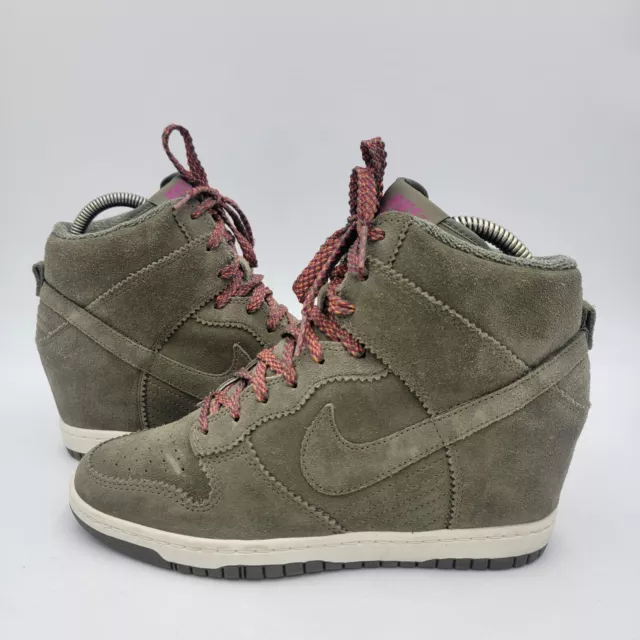 Nike Dunk Sky Hi Olive Green Hidden Wedge Sneakers Shoes 528899-200 Womens Sz 9