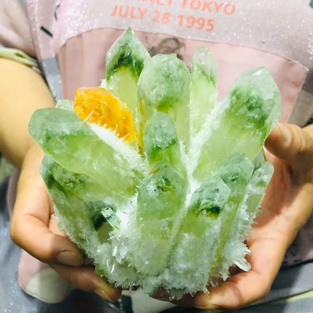 1130G New Find Green Phantom Quartz Crystal Cluster Mineral Specimen Healing