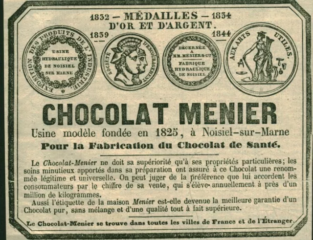 Document ancien chocolat Menier Noisiel-sur-Marne 1856 issu de magazine