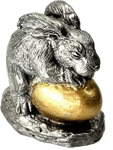 Michael Ricker Pewter Bunny Golden Egg 1980 Signed Rabbit 1280/2280 RB VTG