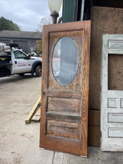 AN 711 antique oak oval glass entrance door 31.75 x 82.5 x 1.75