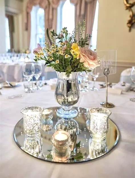 Round Mirror Glass Plate Display ,Candle Tray ,Wedding Table Centrepiece 🔮