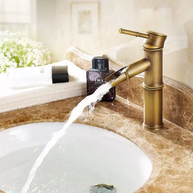 Durable Basin Faucet Bathroom Bamboo Shape Faucet Deck Mounted Kitchen