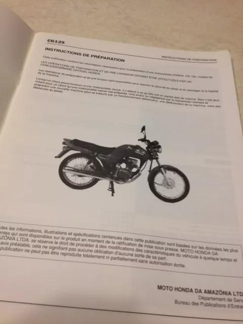 Honda CG125 CG 125 instruction de préparation set-up édition 1995 2