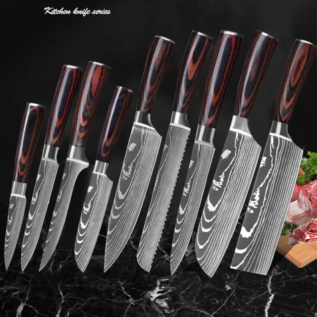 Messerset Edelstahl Küchenmesser Kochmesser Japanisches Damaskus Profi Hackmeser