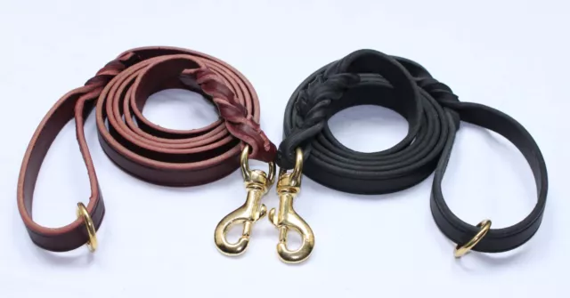 Dog Leash Latigo Leather 72''/6Ft Long Black Burgundy Made Amis 3/4 Hunting Lead