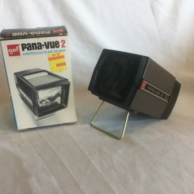 GAF Pana-Vue 2 Lighted 2 x 2 Slide Viewer - Vintage 35mm With Box #6562 TESTED 3