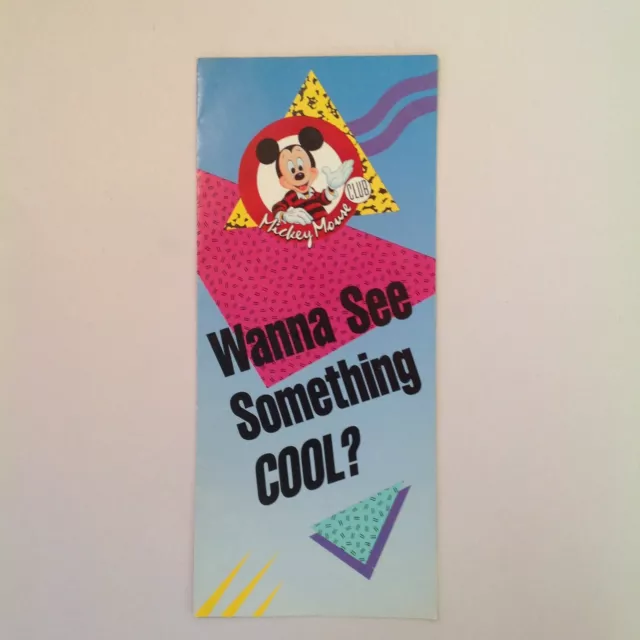 Vintage 1990 Walt Disney Mickey Mouse Club Color Brochure Membership Form Cool