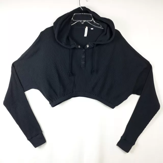 LA Hearts PacSun Womens Cropped Hoodie Pullover Sweater Black Size M 100% Cotton