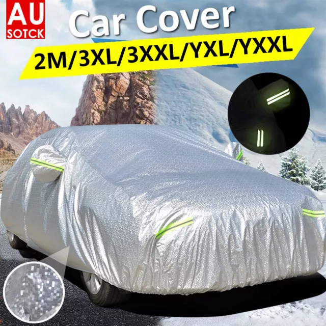 3XXL 3Layer Aluminum Waterproof Outdoor Car Cover Double Thick Rain UV Resistant