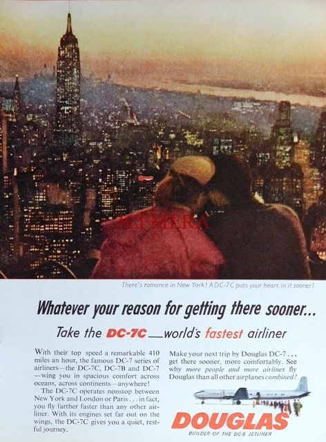 DOUGLAS 'DC-7C' AIRLINER Print (New York Skyline) - Original 1957 ...