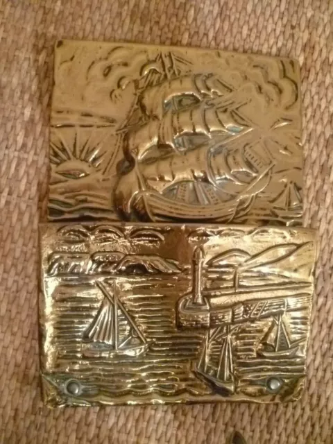 An Antique Maritime Themed, Pressed Brass Letter Rack. Brass Galleon Letter Rack