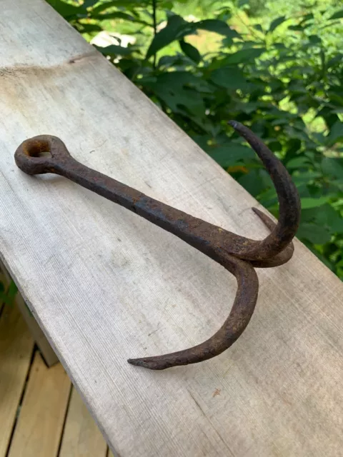 Vintage blacksmith hand forged Trap Drag  trapping grapple drag hook